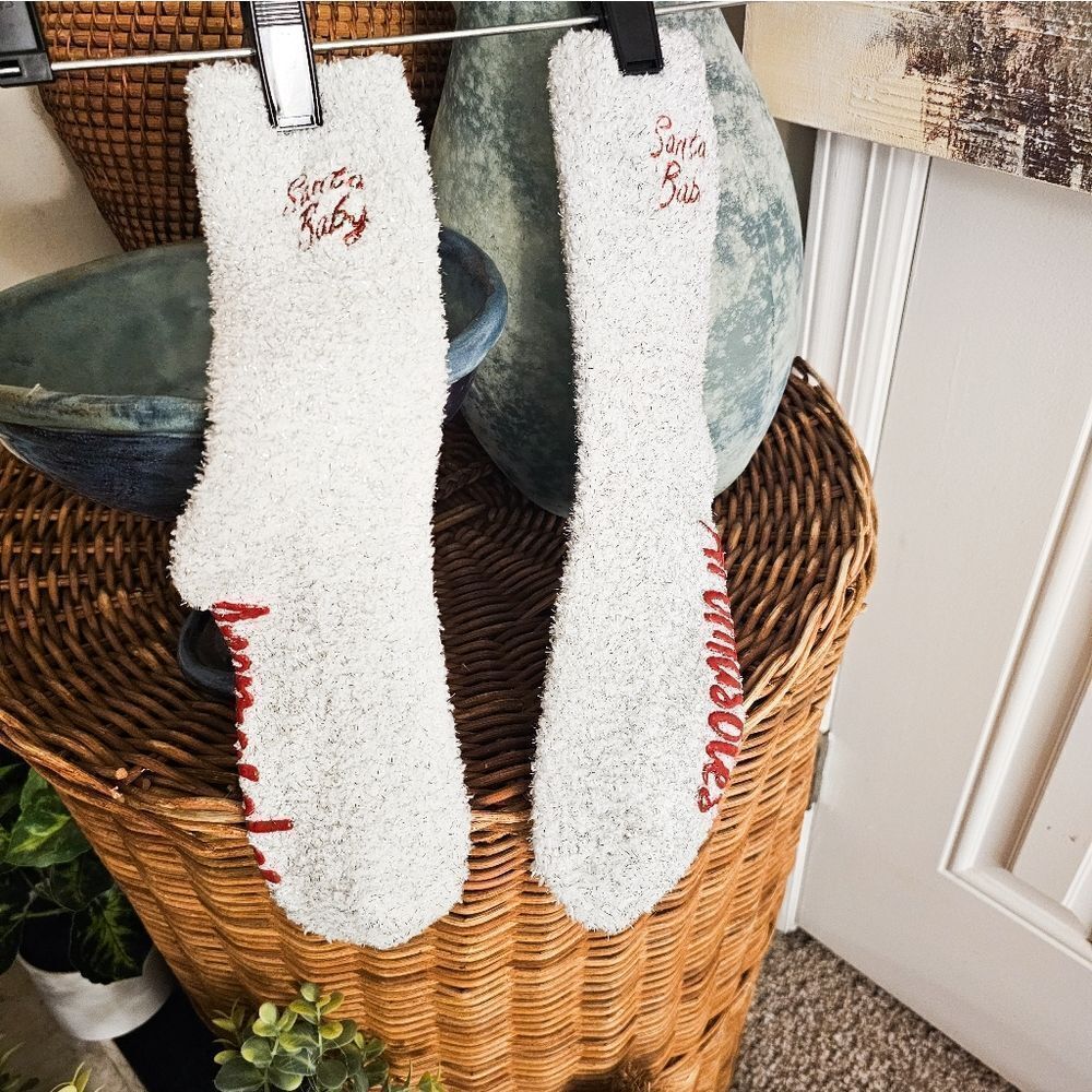 New Aromasoles Embroidered Santa Baby Non- Slip Christmas Socks.